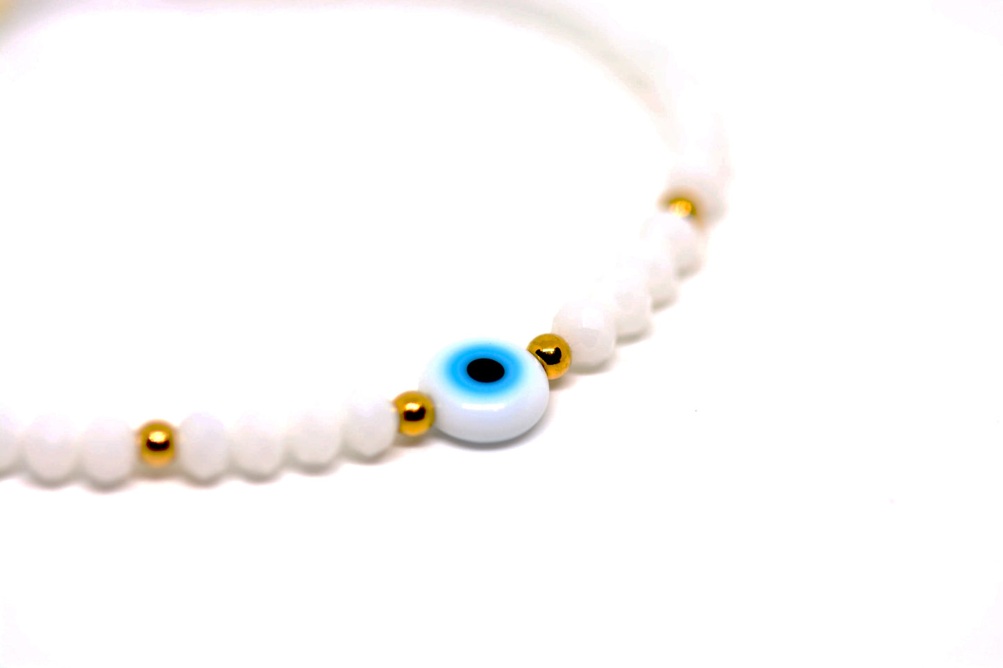 White Evil Eye Adjastuble Bracelet