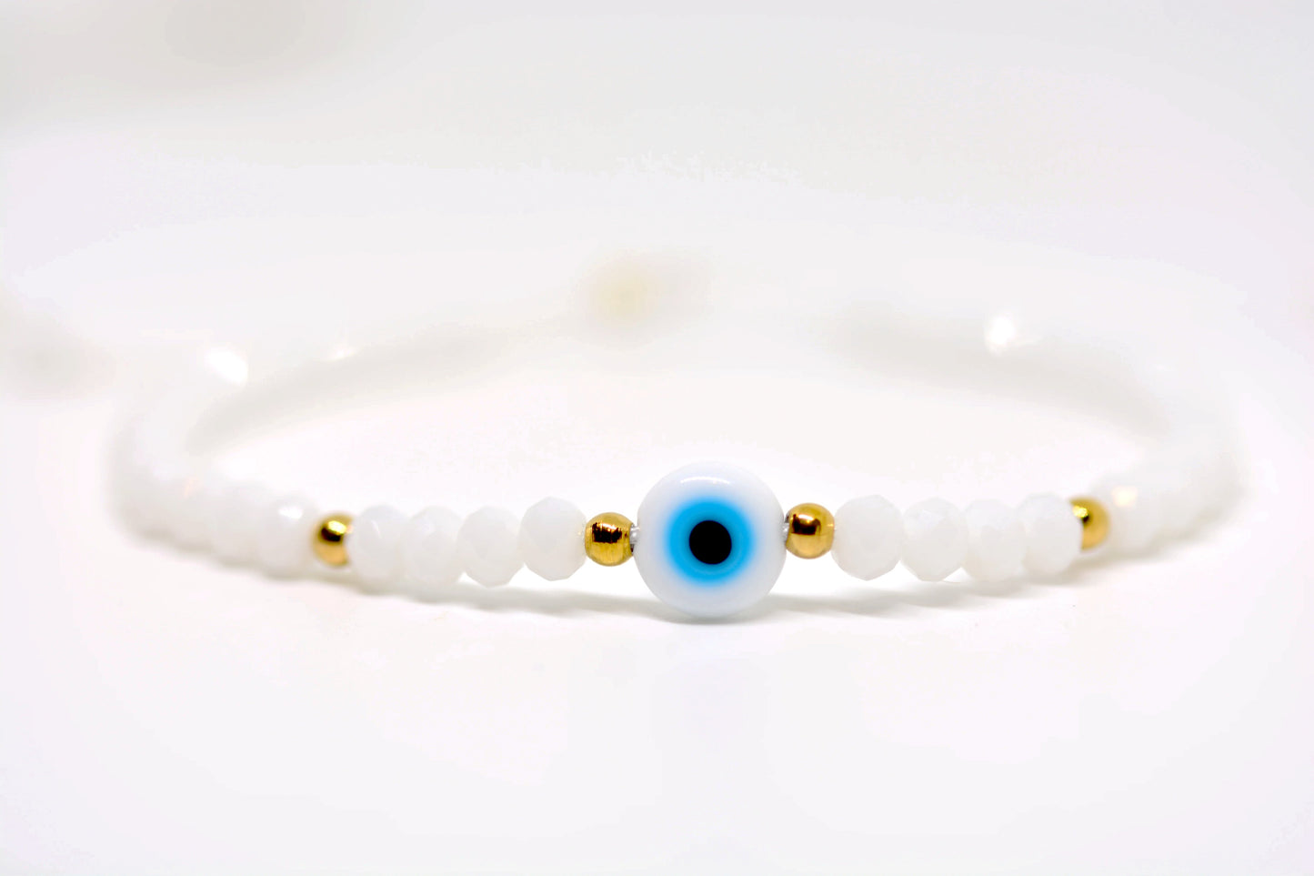 White Evil Eye Adjastuble Bracelet