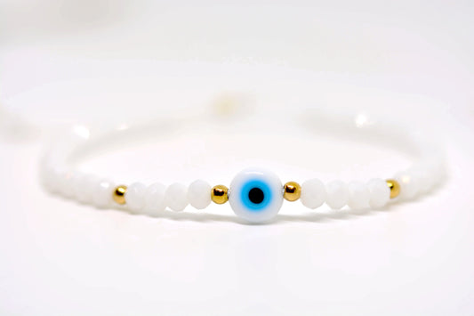 White Evil Eye Adjastuble Bracelet