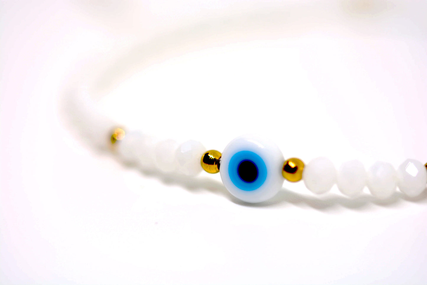 White Evil Eye Adjastuble Bracelet