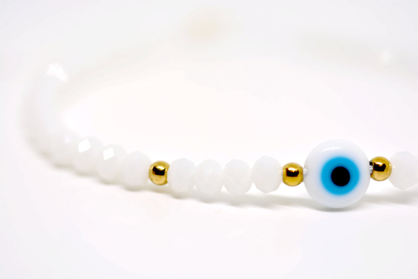 White Evil Eye Adjastuble Bracelet