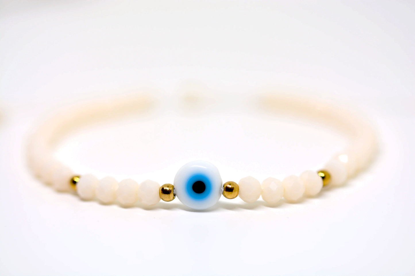 Cream Evil Eye Adjastuble Bracelet