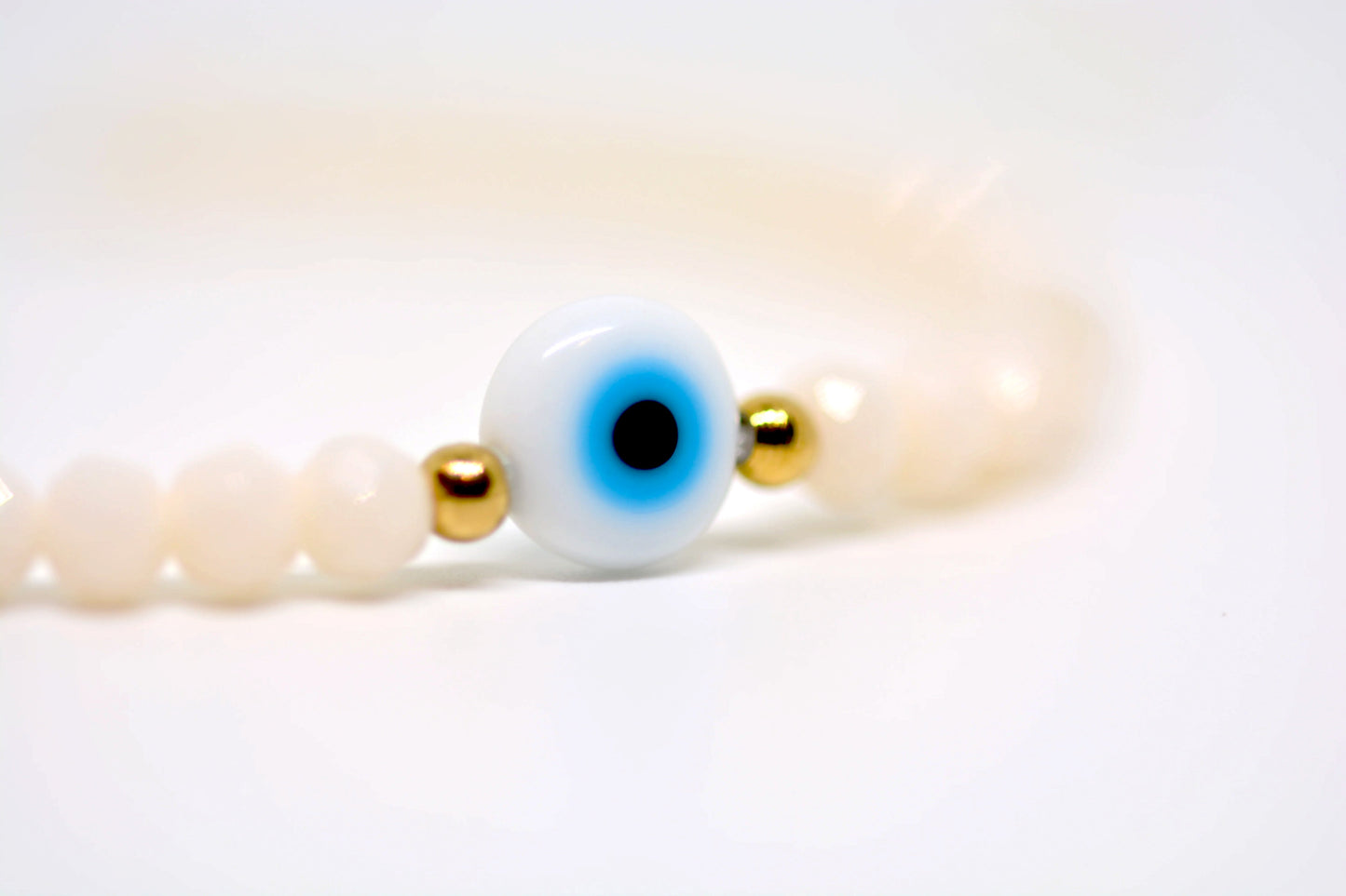 Cream Evil Eye Adjastuble Bracelet